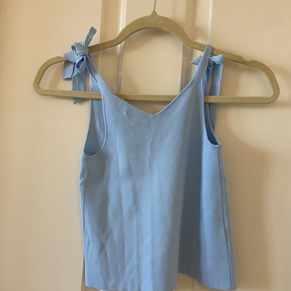 Girls MILLY MINIS Light Blue Camisole Tank Top Bow Tie Stretchy Size 4 / 5 - Picture 2 of 5